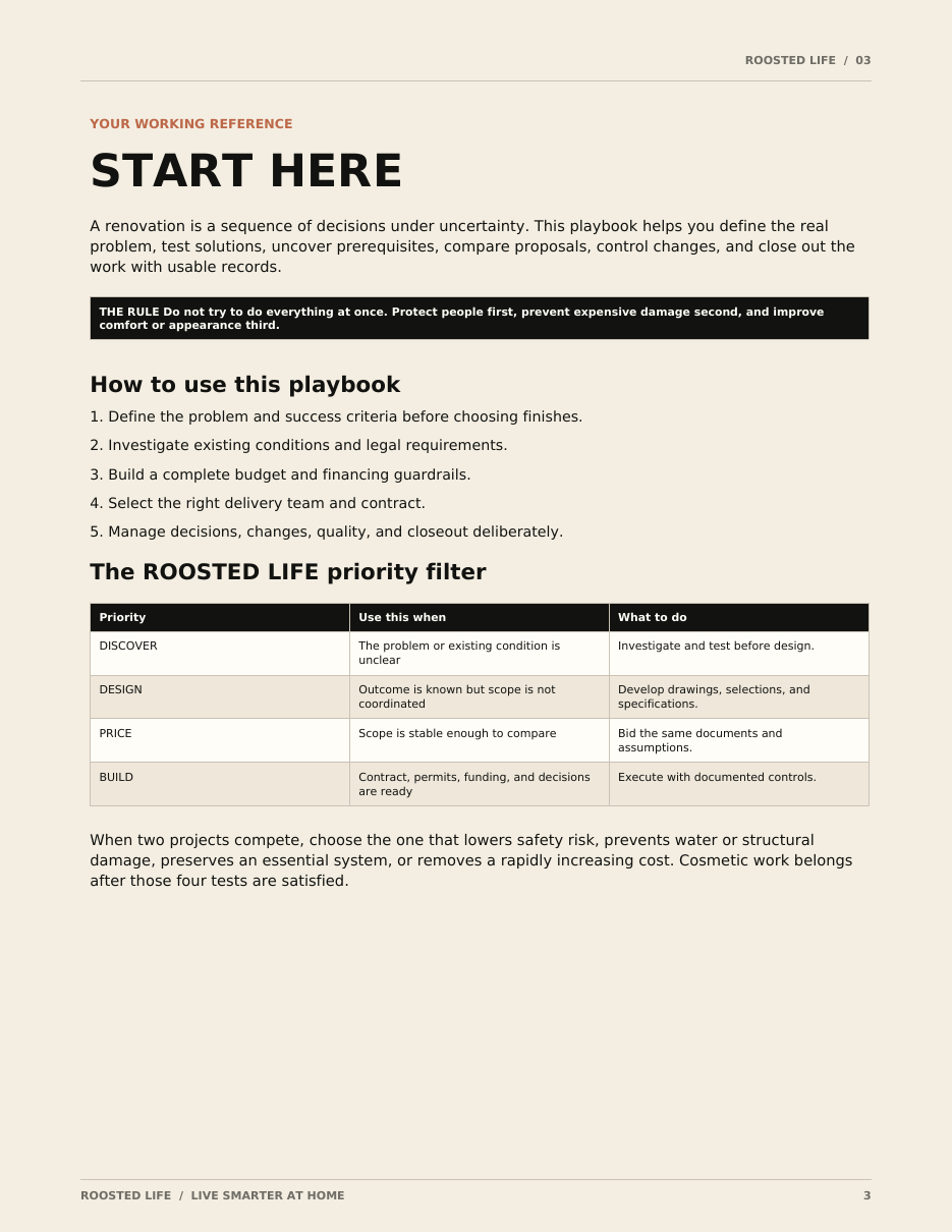 The Renovation Years Homeowner Playbook sample page 2